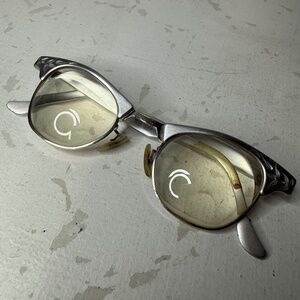 Vintage 1950s Artcraft Aluminum Cat Eye Eyeglasses Floral Etched Detail